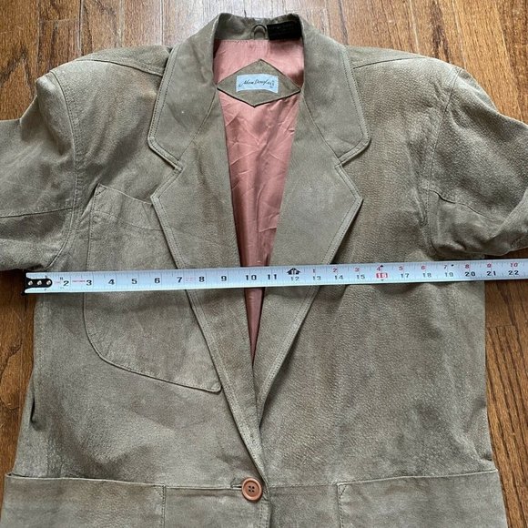 Vintage Adam Douglass Jacket Suede 80s Blazer Retro Shoulder Pads Women’s Small - Picture 8 of 12